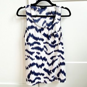 White and Blue Satin Top